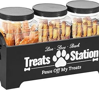 Набор из 3 контейнеров для корма и лакомств для домашних животных с герметичными крышками — подходит для кошек, птиц, кладовых, дома, кухонных столешниц и многого другого.