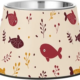 Миска для корма и воды для домашних животных в виде рыбок бордового и желтого цвета с подставкой, из нержавеющей стали, для медленного кормления собак, для усов, для уставших животных.