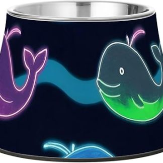Флуоресцентная миска для корма для домашних животных «Волна кита» темно-синего цвета, модернизированная миска из нержавеющей стали для медленного кормления кошек, Whiskers Fatigue Platos de