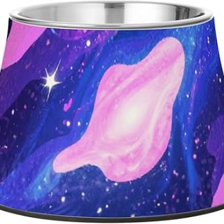 Миска для собак с подставкой из нержавеющей стали с камуфляжным рисунком «Звезды», фиолетовым, черным и синим цветами, для любимого питомца, для снятия усталости и отеков.