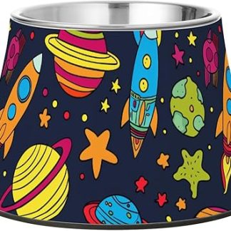 Миска для еды в мультяшном космическом стиле с подставкой, из нержавеющей стали, для кошек, для облегчения отращивания усов у любимого питомца.