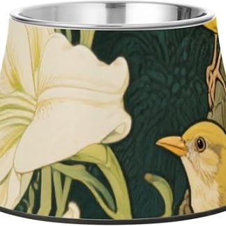 Приподнятые миски для корма для домашних животных с изображением зеленых калл, нескользящая миска для воды из нержавеющей стали для мелких животных, миски для усов, миски для усов, миски для усов, миски для усов, миски для усов, миски для усов, миски для собак