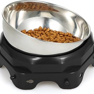 Миска для корма из нержавеющей стали для кошек и собак, регулируемый наклон, нескользящее основание, шестиугольная форма, поддержка суставов и костей, легко моется.