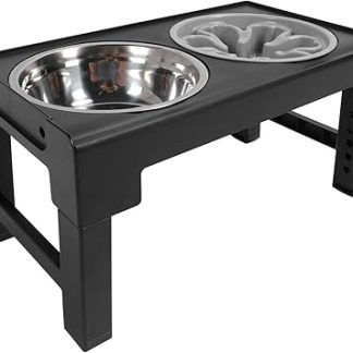 Миска для собак Asixxsix с регулируемой высотой для всех пород, миска из нержавеющей стали с основанием из ABS-пластика, складная конструкция, простая установка, нескользящая поверхность.
