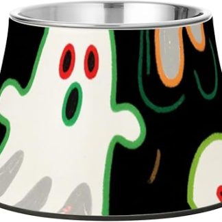 Счастливого Хэллоуина! Черная миска для еды и воды для собак, нескользящая миска для кормления кошек из нержавеющей стали, миска для медленного кормления собак, безопасная для собак.