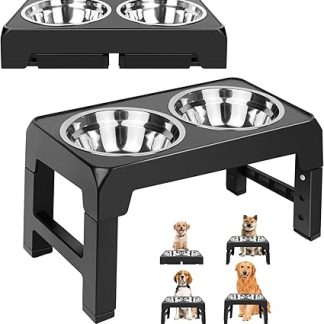 Регулируемая по высоте двойная кормушка для собак, приподнятая подставка для кормления, большая подставка для корма для собак, станция из нержавеющей стали, двойные приподнятые миски из стали.
