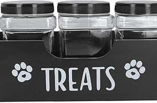 Контейнер для собачьих лакомств, 3 герметичные пластиковые банки с подставкой для хранения, безопасный для пищевых продуктов контейнер для хранения корма для домашних животных.