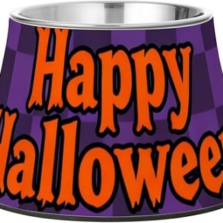 Усовершенствованные миски для воды и еды для домашних животных из нержавеющей стали с фиолетовым клетчатым узором на Хэллоуин. Миска для медленного кормления собак.