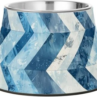 Миски для корма для собак в сине-белую лоскутную расцветку, улучшенные миски для кошачьего корма из нержавеющей стали для мелких питомцев, удобное кормление.