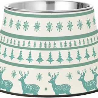 Подставки для корма для домашних животных Moose Snowflakes Merry Christmas с металлическими мисками для медленного кормления кошек Whiskers Tired