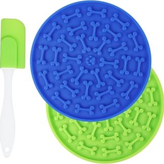 Коврик для вылизывания домашних животных, 2 шт., коврик для медленного кормления собак с 1 силиконовой лопаткой, коврик для вылизывания собак с присосками-щупальцами для плитки на кухне и в ванной комнате.