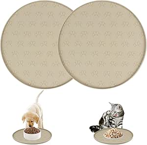 2 круглых коврика для мисок для кошек 27 см, коврик для миски для собак, коврик для миски для кошек, коврик для корма, коврик для миски для кошек, силиконовый коврик для миски