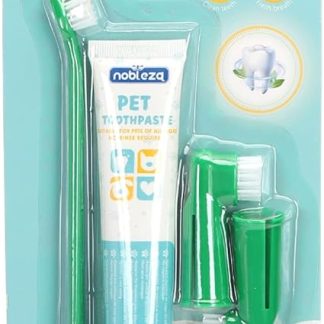Nobleza - набор для гигиены полости рта собак, предназначенный для чистки и ухода за зубами собак, предотвращает образование зубного налета и камня, зубная паста для собак 73 г.