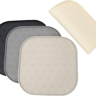 3 водонепроницаемых силиконовых коврика для корма для собак и кошек, квадратный поднос для корма, нескользящие, легко моющиеся, безопасные для пищевых продуктов (27 см x 27 см)