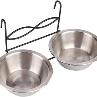 Универсальная подвесная поилка из нержавеющей стали для клеток, нетоксичная, гигиеничная чаша для чистоты места кормления.