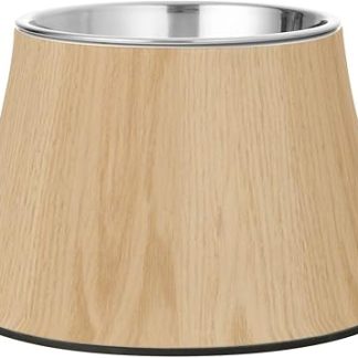 Бежевая миска для собак в винтажном стиле с полосками под дерево, нескользящая, из нержавеющей стали, для кошек, которые едят медленно и которые быстро устают.