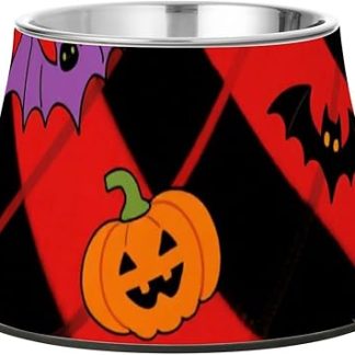 Красная тыквенная миска для собак на Хэллоуин с подставкой, из нержавеющей стали, для кошек, простые миски для комфортного кормления питомца, медленная подача корма для собак.