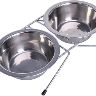 Двойные миски для маленьких собак из нержавеющей стали: набор мисок для еды и воды для щенков.