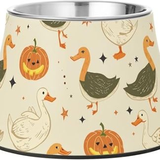 Мягкие цвета, цвет слоновой кости, миска для корма для домашних животных в виде кряквы на Хэллоуин, нескользящая миска из нержавеющей стали для маленьких собак, чтобы предотвратить усталость и раздражение шерсти.