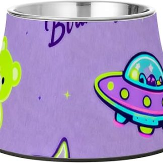 Миска для собак «С днем ​​рождения» с лавандовым рисунком медведя, приподнятая миска из нержавеющей стали для собак, миска для медленного кормления, усы для снятия усталости, блюдо «Plato de comida para gato»