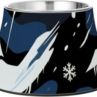 Миски для корма для домашних животных в камуфляжном сине-белом стиле со снежинками, с подставкой, из нержавеющей стали, для собак, кошек, кроликов и птиц, рельефные миски для корма.