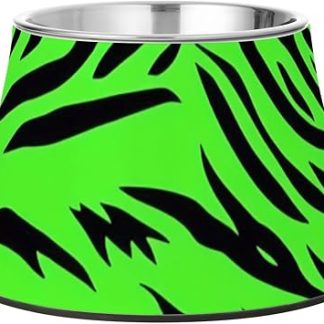 Флуоресцентная зеленая миска для корма для животных с текстурой тигрового меха, нескользящая, из нержавеющей стали, подходит для кошек, собак, кроликов и птиц, не боится усов.