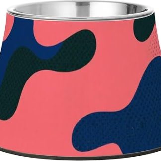Камуфляжная темно-розовая, сине-зеленая миска для корма и воды для собак, нескользящая, из нержавеющей стали, приподнятая, для маленьких питомцев, для медленного приема пищи.