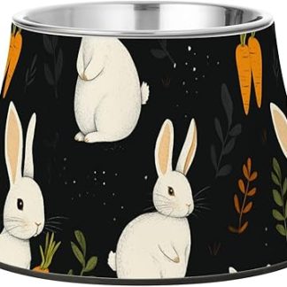 Мультяшные белые кролики, морковь, черные животные, миски для еды, приподнятая миска из нержавеющей стали для кормления собак, которые медленно едят, средство от усов.