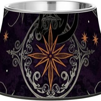 Бесшовные миски для собак на Хэллоуин с изображением черных кошек, приподнятые миски из нержавеющей стали для кошачьего корма, кроликов и птиц. Блюда для медленного поедания.