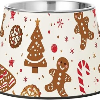 Оранжевые рождественские миски для собак в виде имбирных пряников, нескользящая миска из нержавеющей стали для кормления кошек и собак, для медленного кормления, для снятия напряжения в ушах.