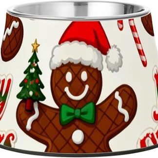 Счастливого Рождества! Коричневая пряничная миска для домашних животных, модернизированная миска из нержавеющей стали для средних собак, от усталости и похмелья. Plato de comida para perros