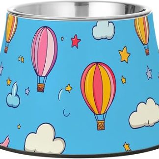 Миски для корма для собак Blue Sky Hot Air Balloon из нержавеющей стали с нескользящей поверхностью. Незаменимые миски для ваших любимых питомцев, способствующие медленному приему пищи.