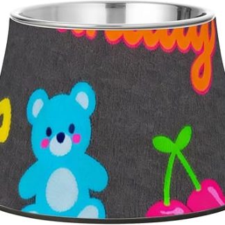Миски для корма для домашних животных «С днем ​​рождения» с изображением серого медведя и бантика. Нескользящая миска из нержавеющей стали для кошек, кроликов, птиц и усов. Усталость. Comedero para gatos