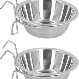 Большие подвесные миски для собак из нержавеющей стали RiToEasysports для клеток, легко моются благодаря кронштейнам, идеально подходят для использования в помещении и на открытом воздухе.