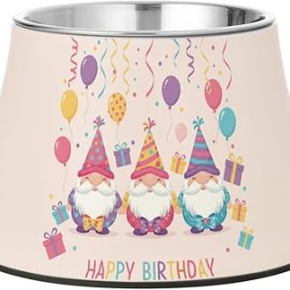 Миска для еды в виде гнома на день рождения, нескользящая, из нержавеющей стали, приподнятая, для маленьких собак, для снятия напряжения.