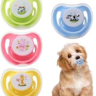 Соски-пустышки для котят, 4 шт. Соски-пустышки для щенков для прорезывания зубов, силиконовые пустышки с защитным футляром для жевания, снятия скуки, развития и интерактивных игр для питомцев, Ca Development