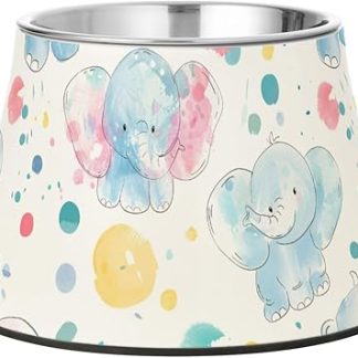 Красочные милые синие миски для воды и еды в виде слоника с подставкой, из нержавеющей стали, для средних собак, чтобы ухо не уставало.