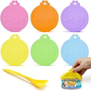 6 шт. 3 в 1 крышки для жестяных банок с кормом для животных с ложкой, универсальные силиконовые крышки для жестяных банок с кормом для кошек, многоразовые крышки для жестяных банок с кормом для животных