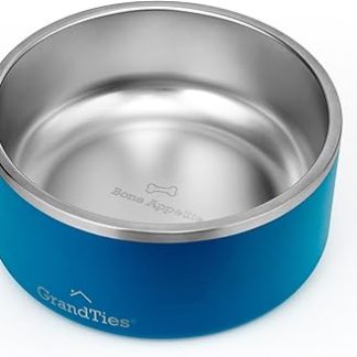 Миска для собак GrandTies из нержавеющей стали, многоразовая, с гравировкой, термоизолированная, большая, прочная, нескользящая, непроливаемая, для использования на открытом воздухе.