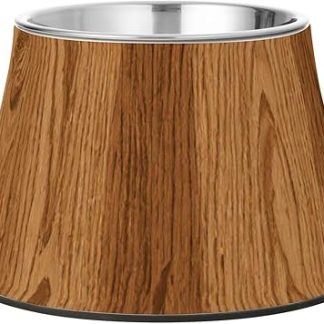 Полосатые коричневые миски для корма для собак в винтажном стиле с текстурой дерева, нескользящие, из нержавеющей стали, металлические миски для медленного кормления кошек, для снятия раздражения кожи на усах.