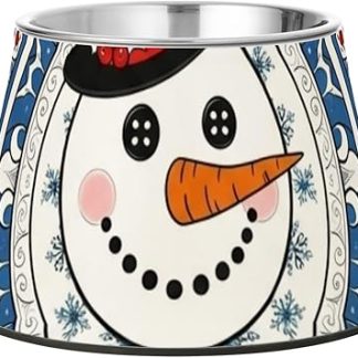 Сине-белый богемный снеговик мандала с Рождеством миска для воды для собак из нержавеющей стали приподнятые миски для кошачьего корма для средних собак усы облегчение comederos para perros