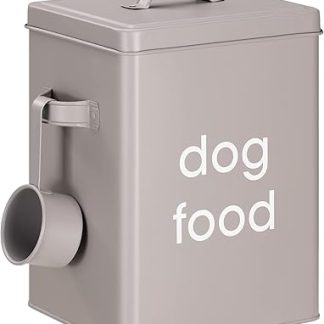 Контейнер для хранения корма для собак Navaris - металлический контейнер с мерным стаканчиком для сухого корма и печенья - контейнер для корма для собак в винтажном стиле