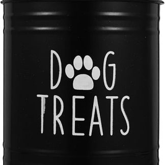 PRETYZOOM Герметичный черный железный контейнер для хранения корма для собак с крышкой, металлическая банка для лакомств, подходящая для кухонной столешницы, контейнер для сухих собачьих лакомств.