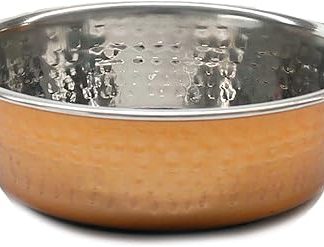 Стильная и современная миска для собак из нержавеющей стали цвета розового дерева с нескользящим покрытием, объемом 940 мл.