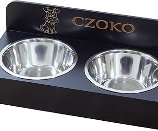 Подставка для двух мисок для собак, деревянная, черная, ИМЯ