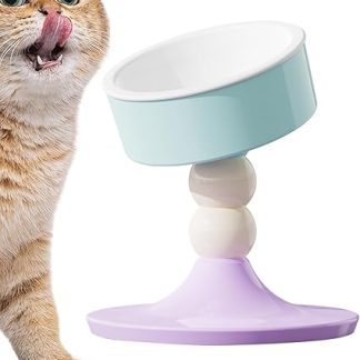 Приподнятая миска для кошачьего корма, вращающийся на 360 градусов дозатор, предотвращающий опрокидывание, регулируемая высота, приподнятая миска для кошачьего корма, для использования в помещении и на улице, для влажного и сухого корма.