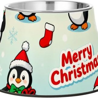 Счастливого Рождества! Милые миски для кормления собак в виде пингвинов. Нескользящая миска из нержавеющей стали для кормления собак, которые едят медленно. Усы успокаивают собак. Comedero Para Perros