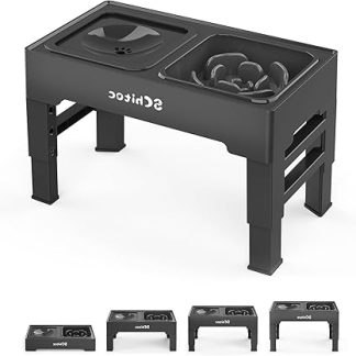 Складная подставка для миски для собак на возвышении, 4 регулируемые по высоте подставки, миска для корма и воды с плавающей тарелкой, для больших, маленьких и средних собак.