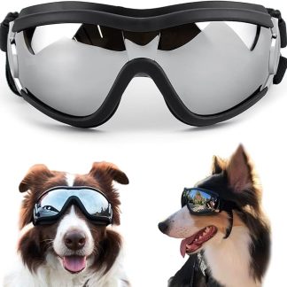 Dog Goggles Medium Large Breed, Dog Glasses Sun Protection Windproof Waterproof Dustproof, Pet Glasses Anti-Broken Anti-Fog with Adjustable Strap for Driving Motorcycle Swimming Surfing