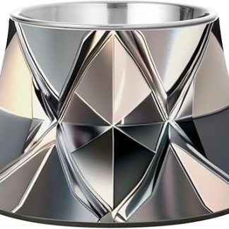 Блестящая искусственная хрустальная стальная миска для собак, приподнятая миска для воды из нержавеющей стали для собак, которые медленно едят.